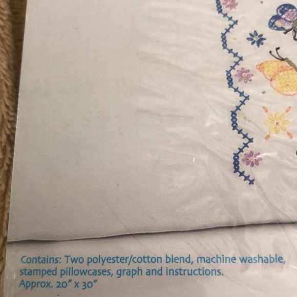 JanLynn Butterflies Embroidery Pillowcase 2 Pak 20 x 30 Stamped Cross Stitch - Picture 5 of 7